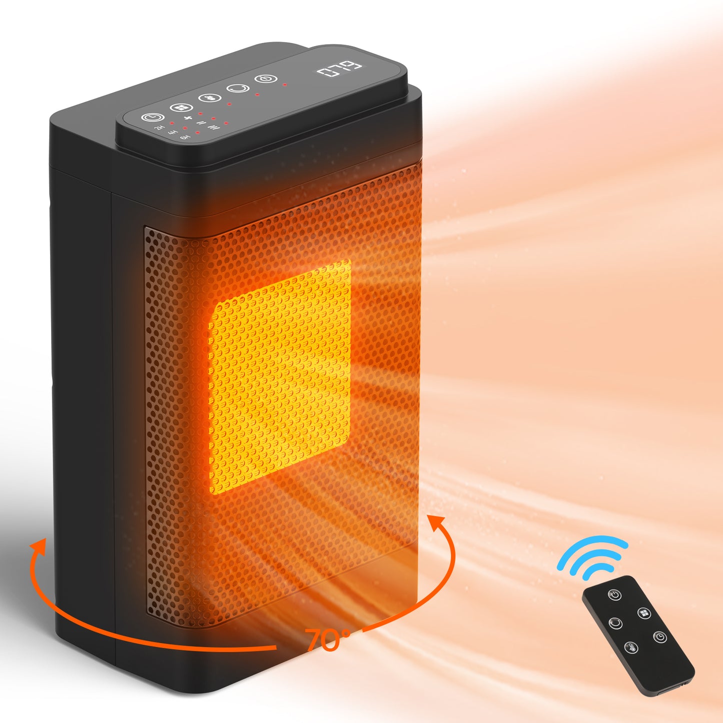 Oscillating Portable Space Heater - Ultimate 1500W Power Output with 50-115F° Thermostat/Remote/3 Speed