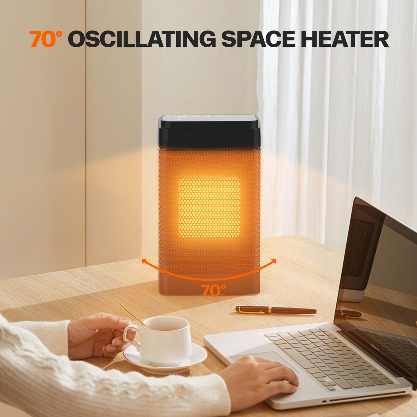 Oscillating Portable Space Heater - Ultimate 1500W Power Output with 50-115F° Thermostat/Remote/3 Speed